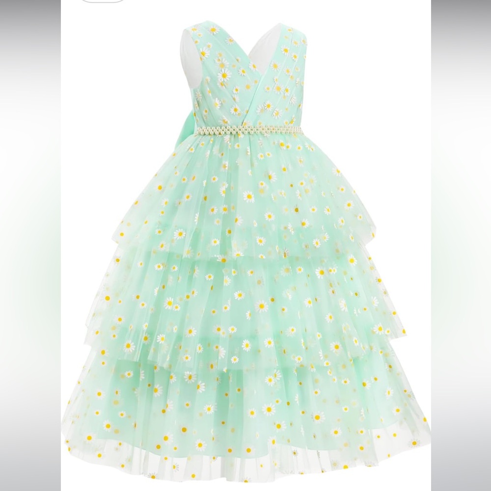 Mint Green Floral Layered Dress
Size 5/6 Y New!